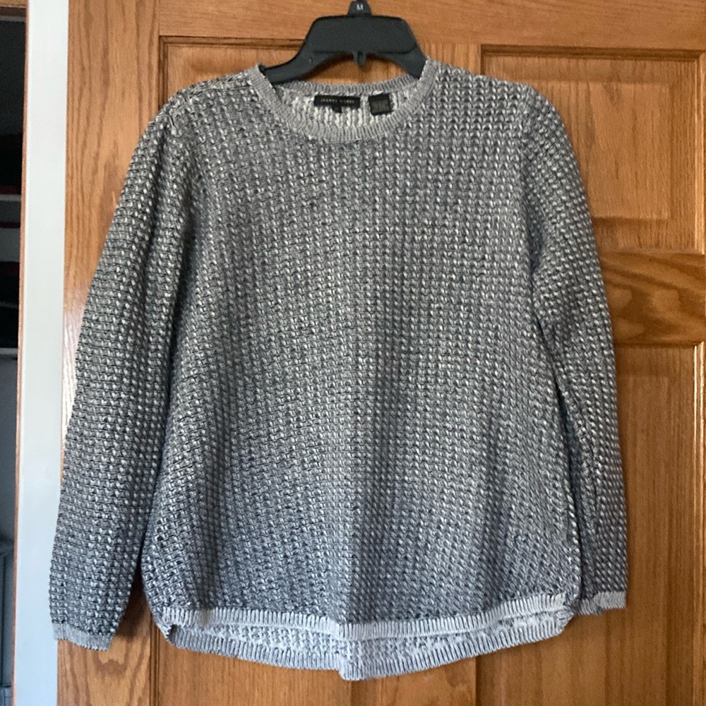 Gray and white womens sweater